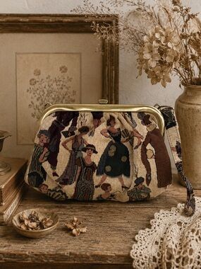 Cabelli Vintage RARE Tapestry Shoulder Bag Art Deco Ladies In Dresses Festival